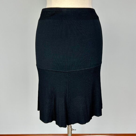 Anteprima Womens Black Knit Skirt Knee Length Stretch Pull On size 40 Medium - Picture 4 of 7